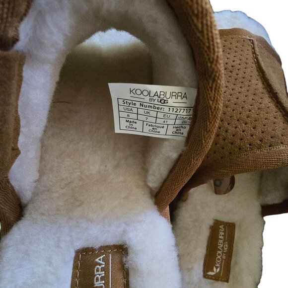 UGG Koolaburra Unisex Perforated Suede & Faux Fur Lined Slide Slippers Size 8 - Picture 2 of 6